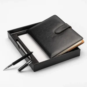 Kit executivo com caderno e caneta em estojo elegante, opção para kit corporativo personalizado
